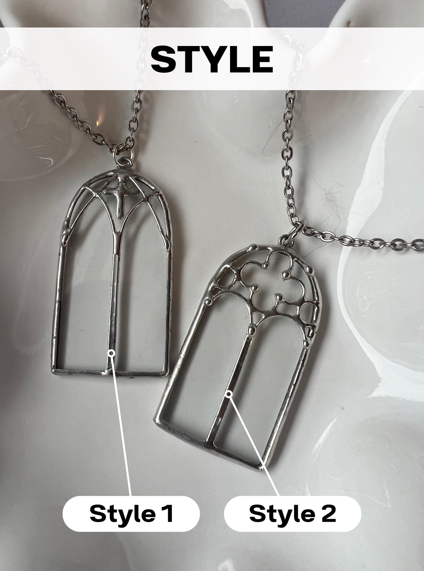Gothic Cathedral Window Pendant Necklace: Stained Glass Architecture Jewelry