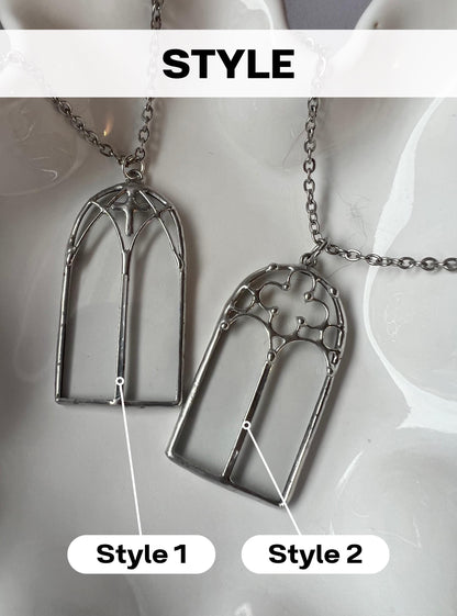 Unisex gothic stained glass pendant – cathedral window design