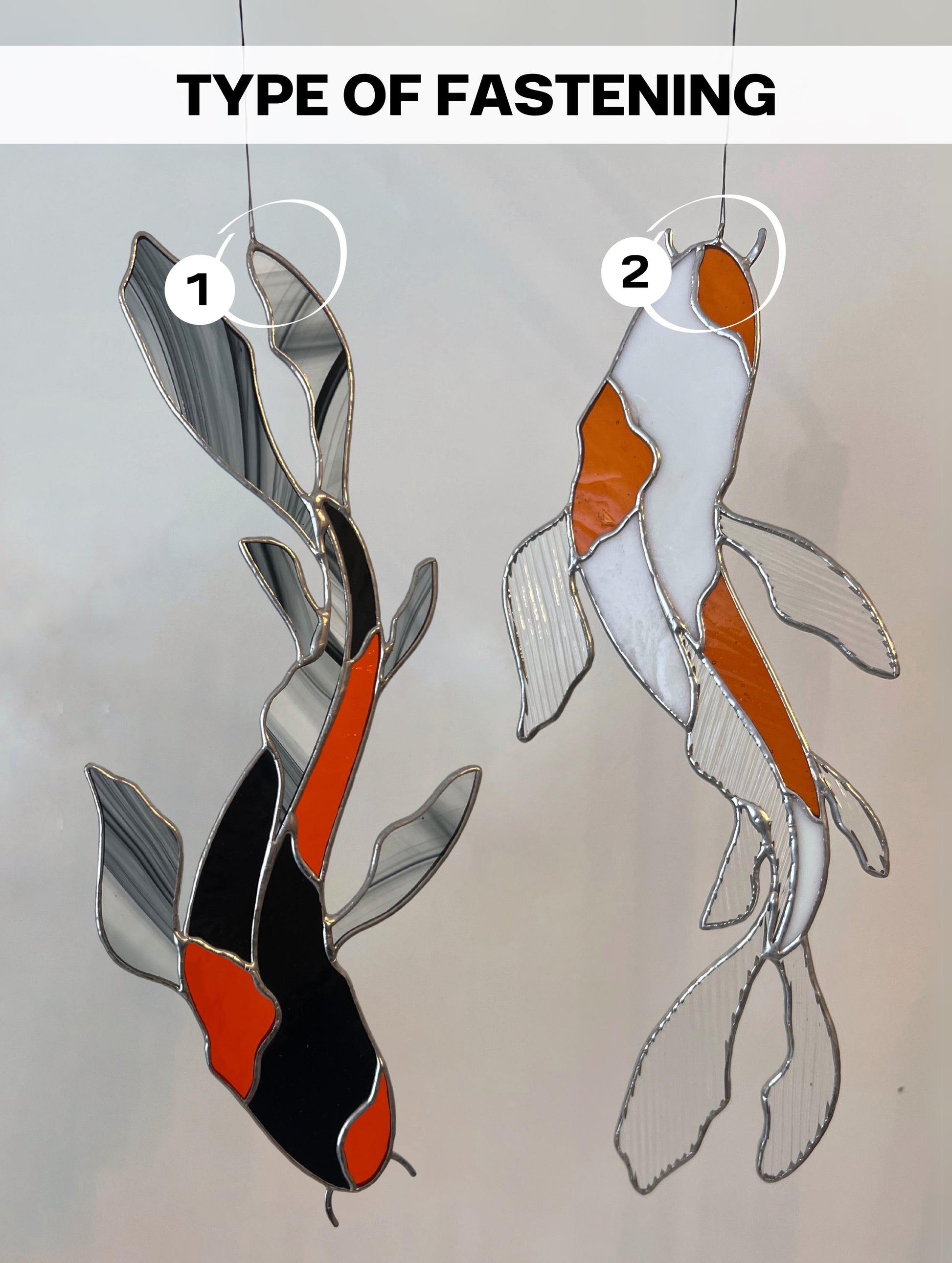 Stained Glass Koi Fish Suncatcher: Japanese Zen Garden Window Art