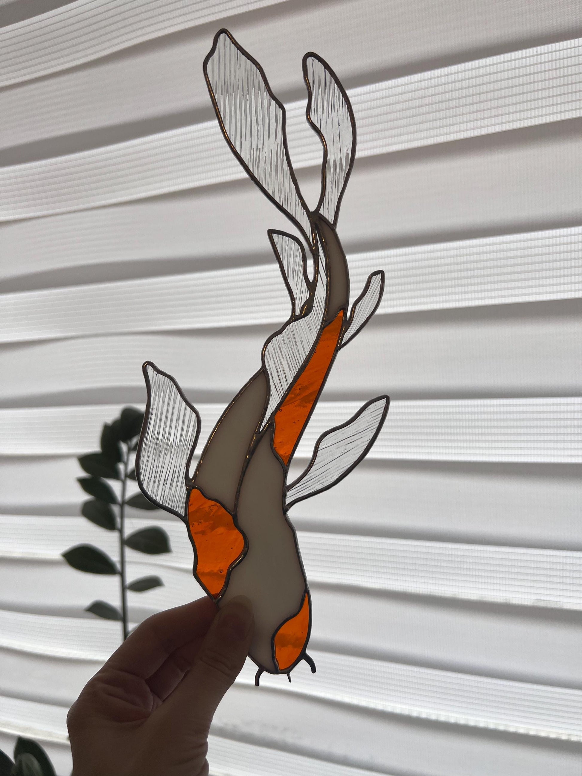 Stained glass koi carp, hanging window suncatcher, koi fish decor, japanese gifts, asian wall hangings, unique stained glass art