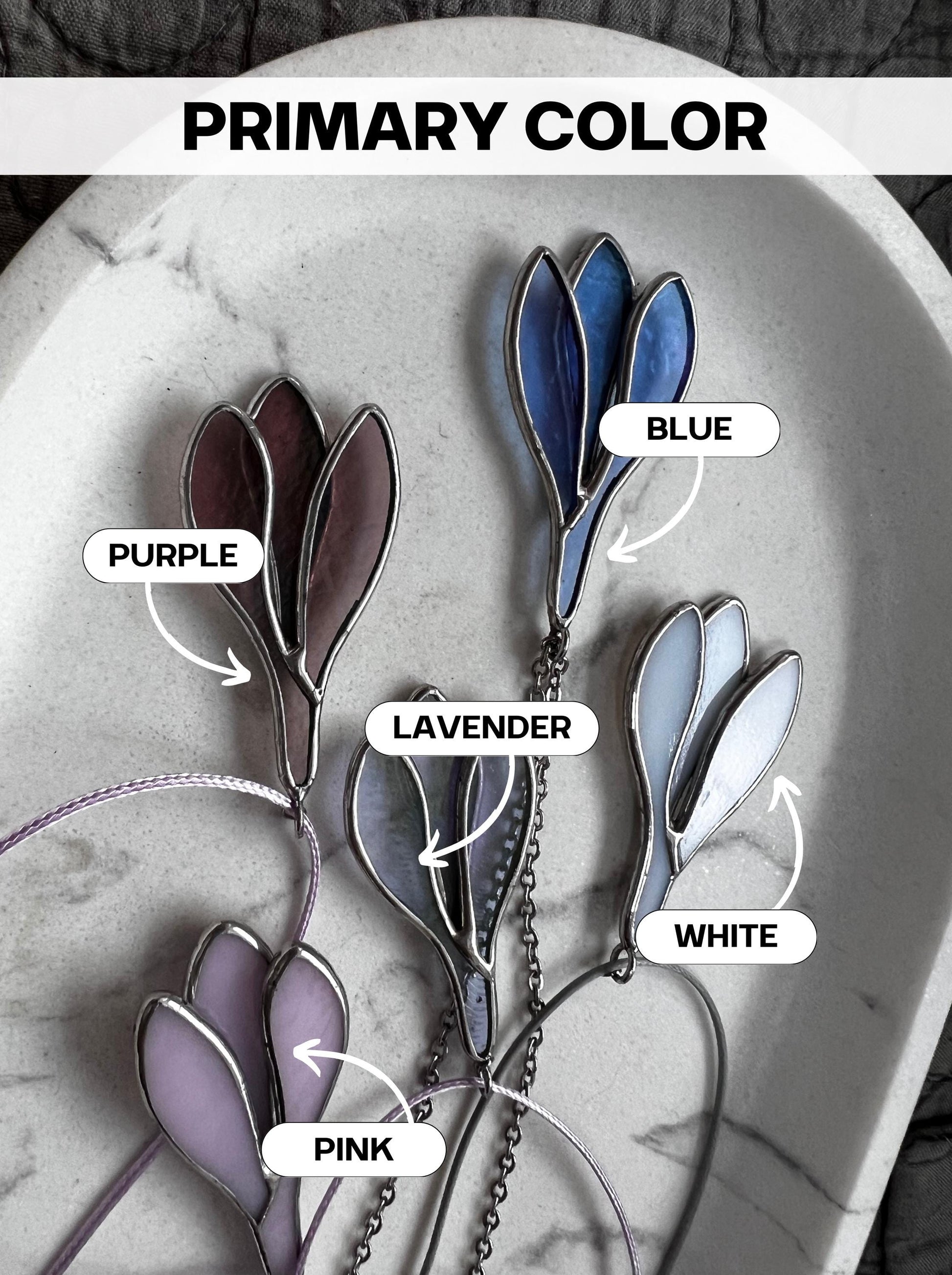 Stained Glass Crocus Necklace, Floral Pendant, Bridesmaid Gift , Wedding nature jewelry, summer birthday flower