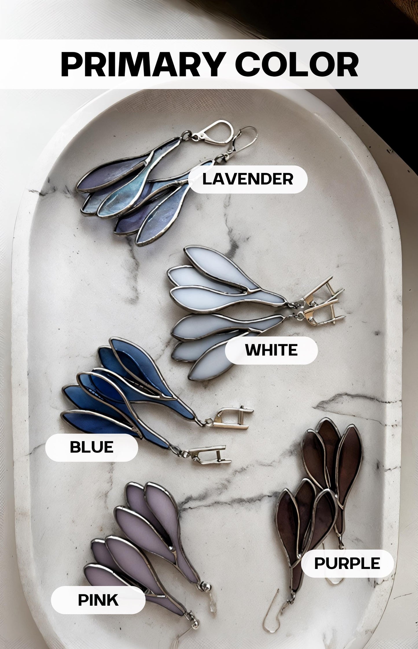 Bridal Crocus Dangle Earrings: Stained Glass Floral Jewelry on silver hooks shipping from USA