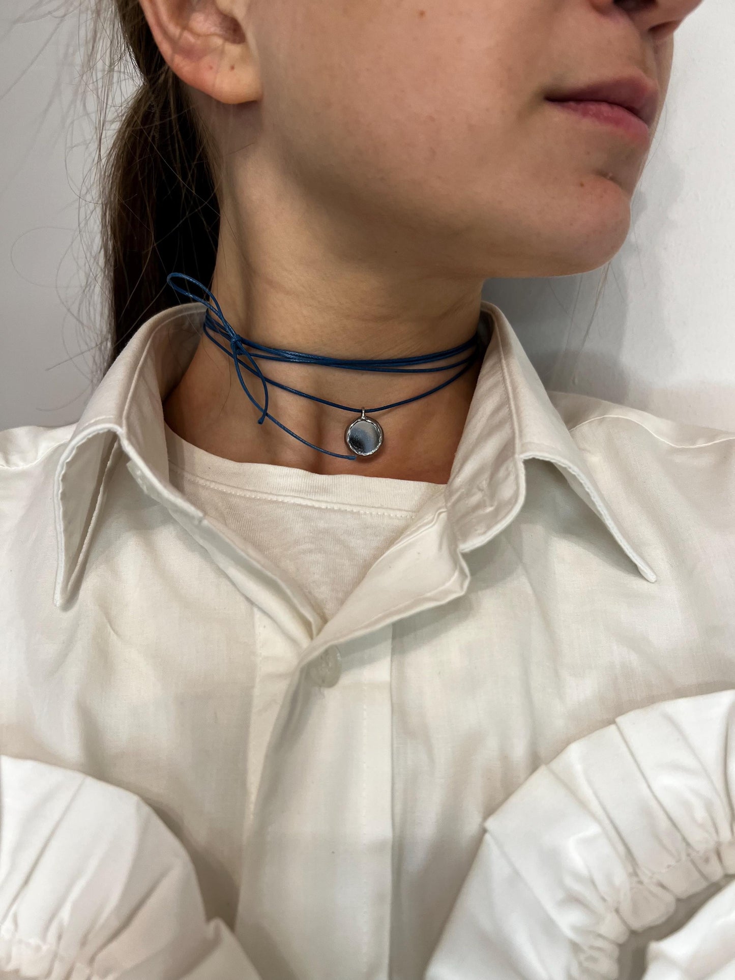 Glass Mirror Pendant Necklace: Celestial Amulet Jewelry