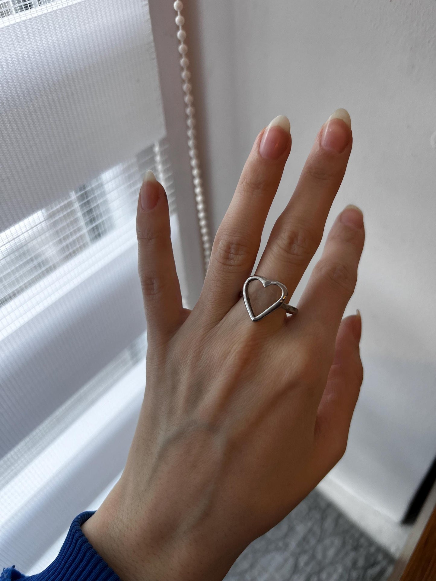 Heart Glass Ring in Sterling Silver · Handmade Minimalist Love Ring