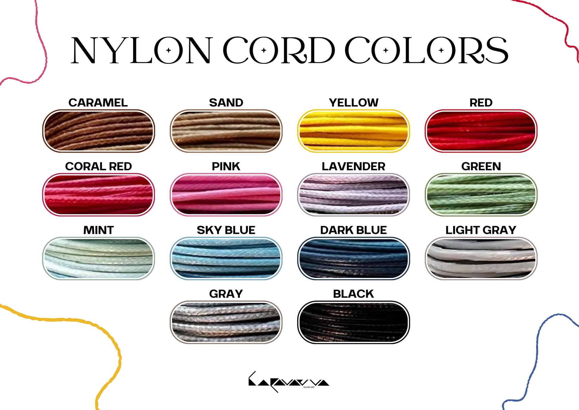Nylon cord color options for mirror pendant necklace