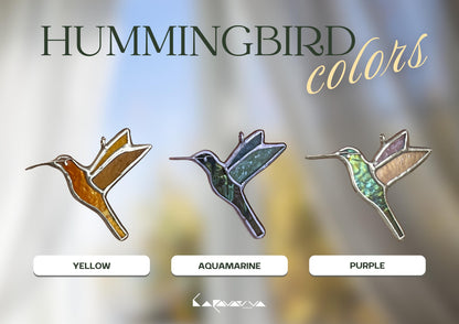 Stained Glass Hummingbird Earrings: Iridescent Dangle Bird Art