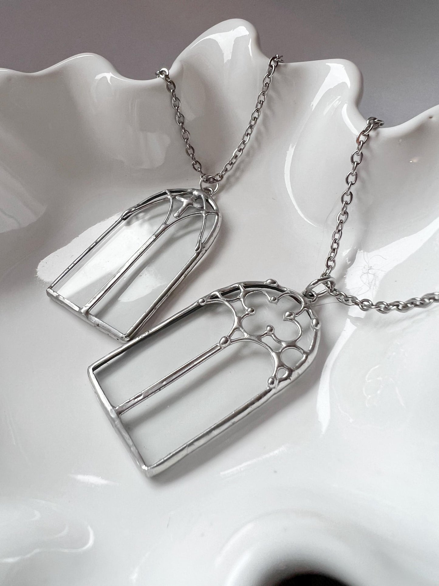 Stained Glass Cathedral Window Pendant Necklace: Gothic Jewelry