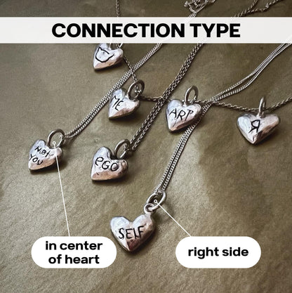 Silver heart pendant engraving placement options
