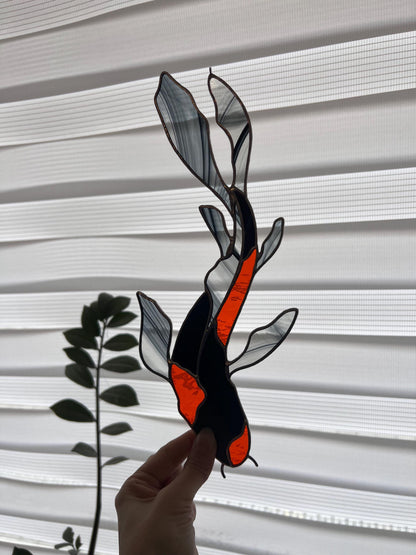 Koi fish hanging suncatcher, handmade stained glass art, koi ornament, japanese decor, window hangings, asian decor, nature lover gift
