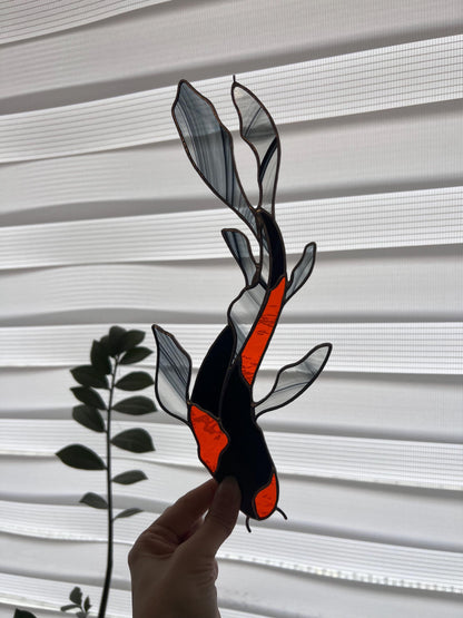 Orange and black koi fish decor symbolic handmade gift
