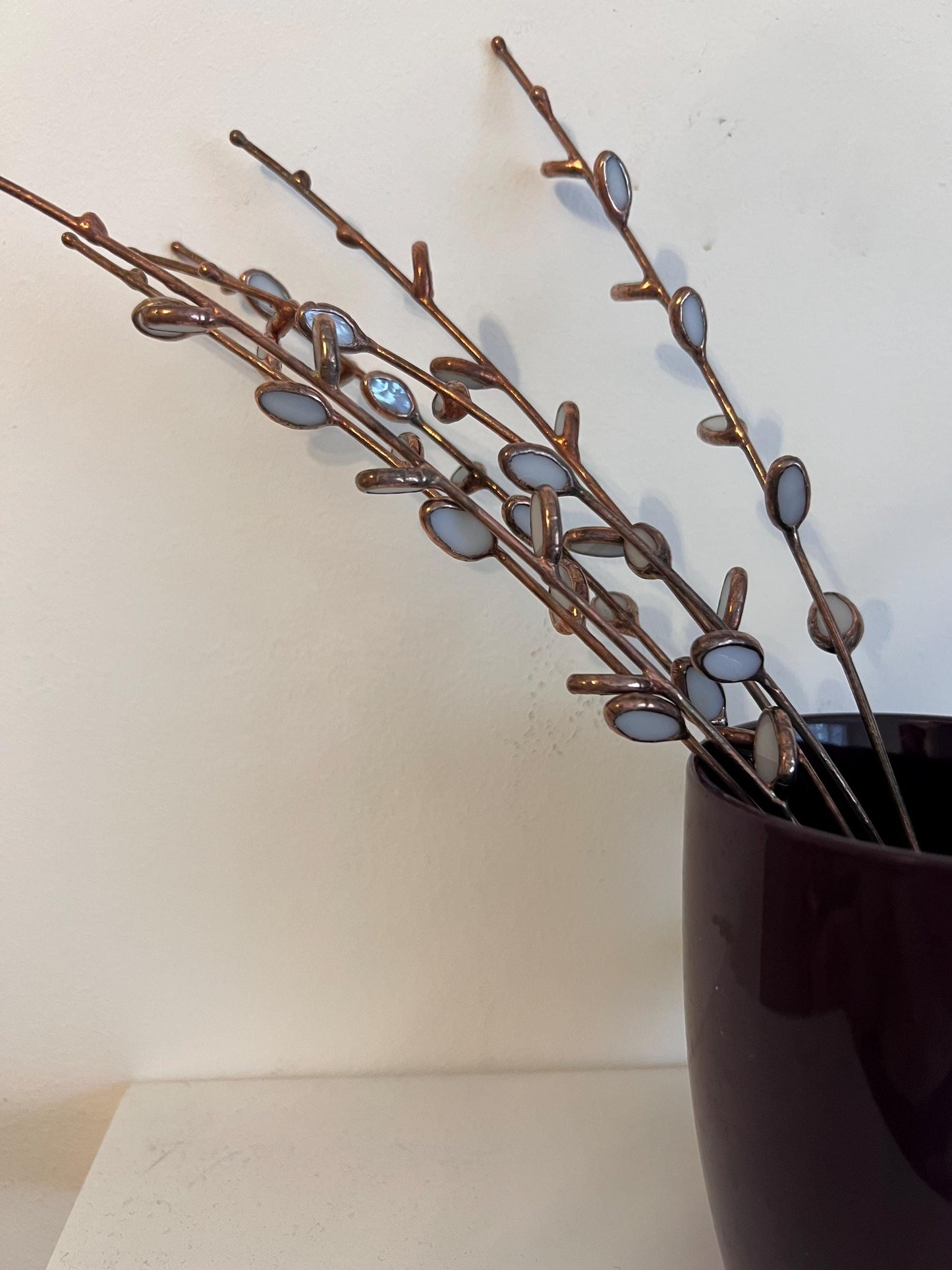 Handmade Stained Glass Pussy Willow Branch, Spring Decor