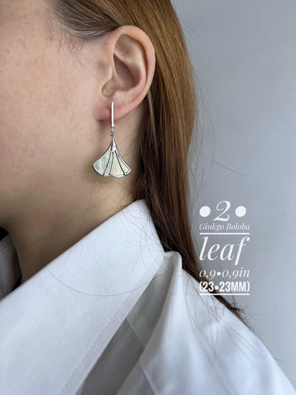 Botanical stained glass leaf earrings, nature dangle earrings, gift for women, spring jewelry, cottagecore earrings, ginkgo earrings