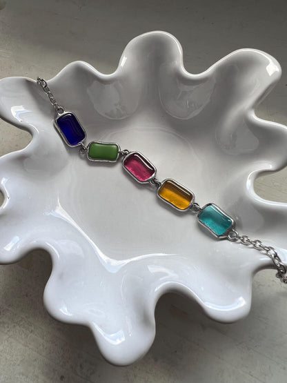 Fused Glass Birthstone Necklace: Colorful Bohemian Statement Jewelry
