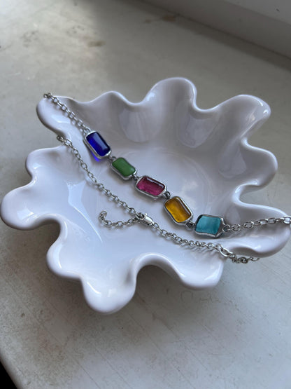 Fused Glass Birthstone Necklace: Colorful Bohemian Statement Jewelry