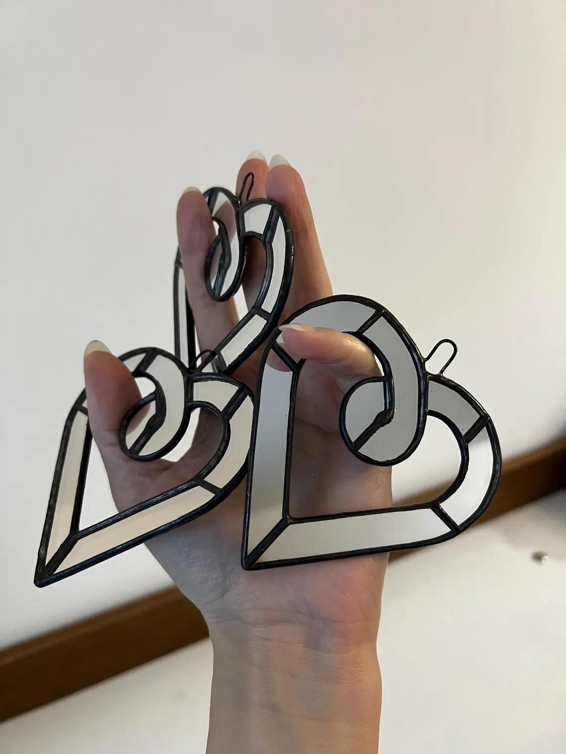 Handmade glass heart suncatcher minimal design