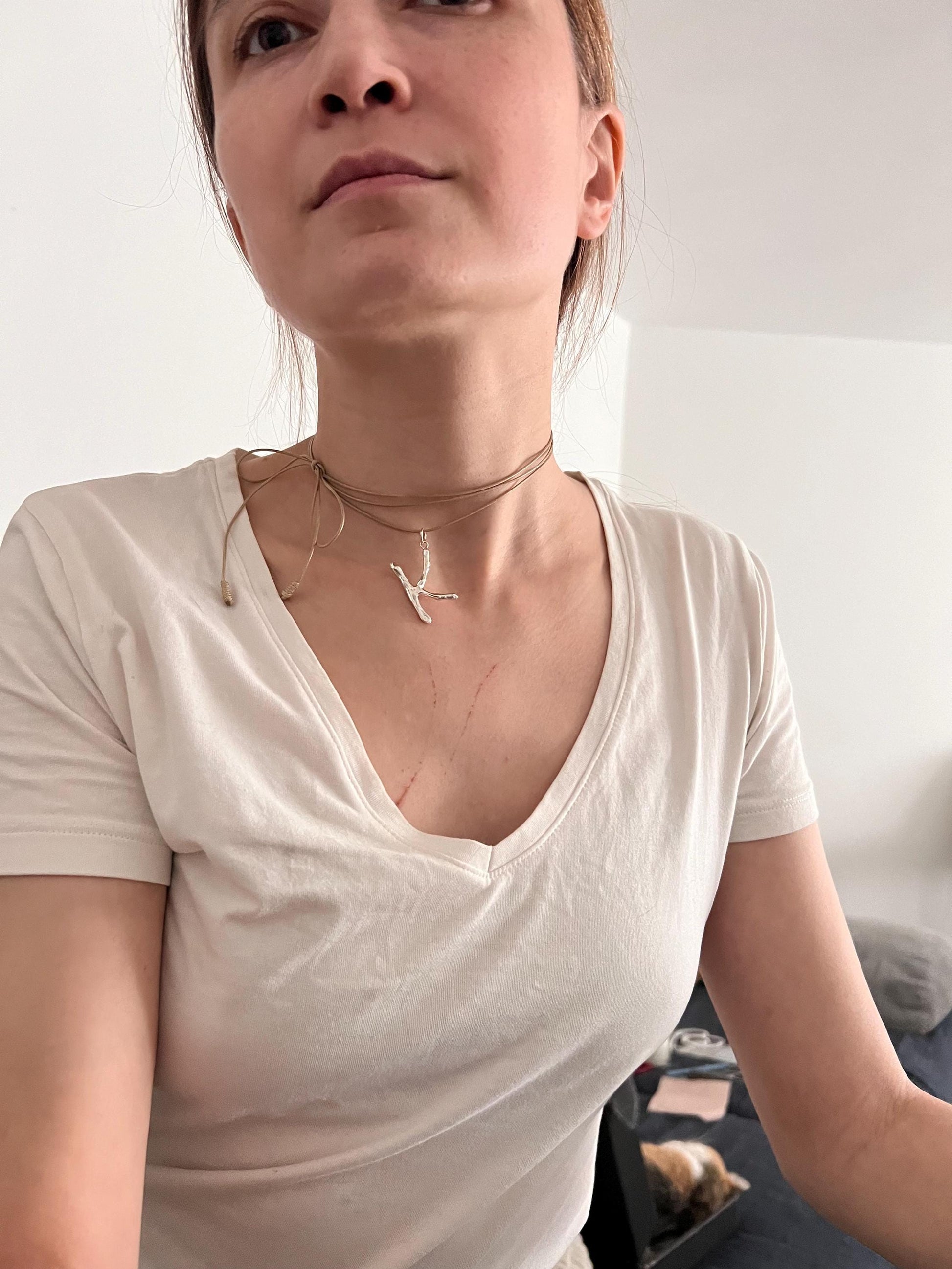 Sterling Silver Initial Necklace: Bubble Letter Monogram Pendant