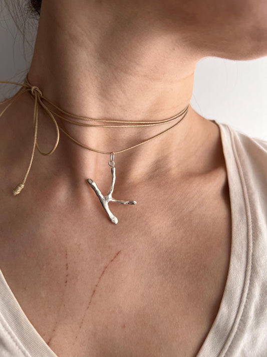 925 silver bubble letter pendant, initials cord necklace, custom monogram necklace, gift for girlfriend, personalized jewelry, birthday gift