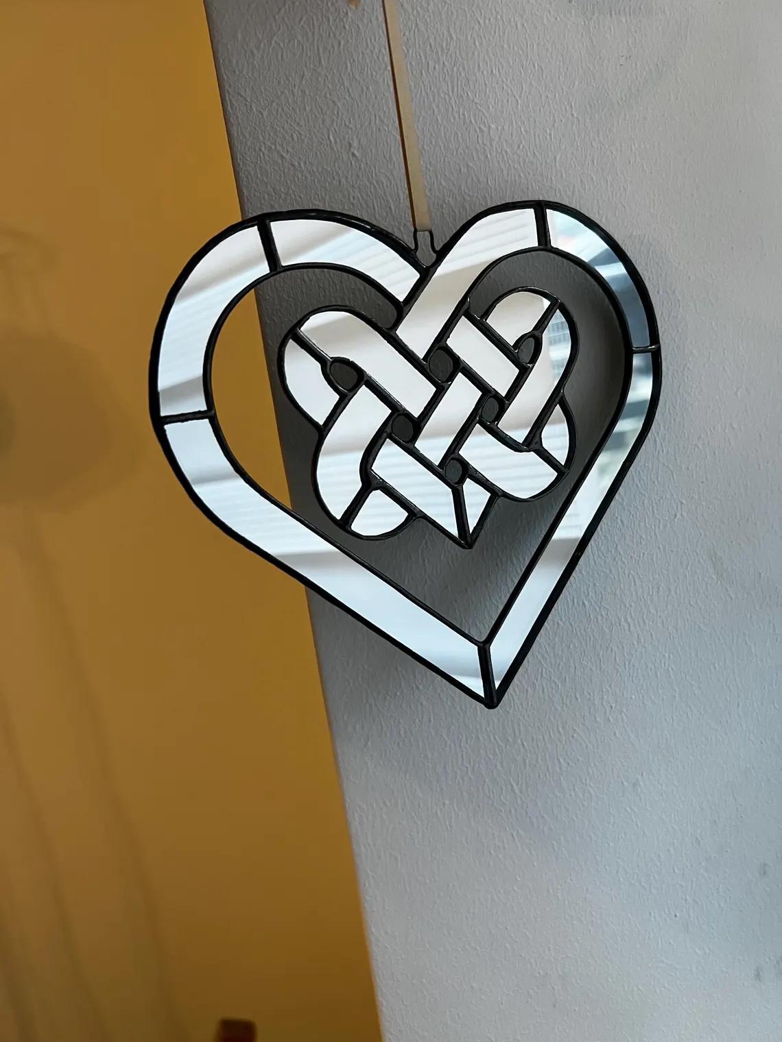 handmade mirror glass heart ornament