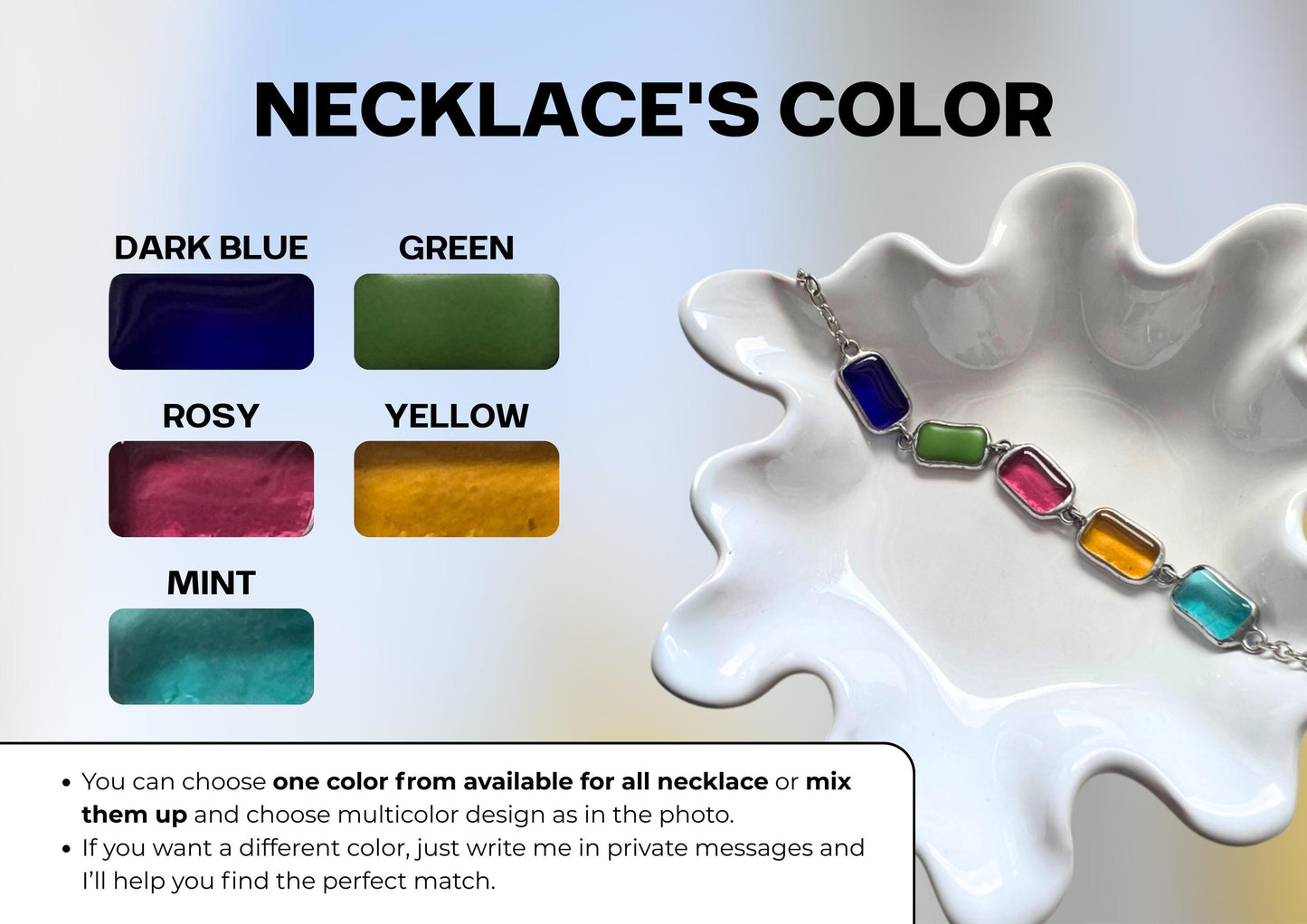 Fused Glass Birthstone Necklace: Multicolor Family Choker