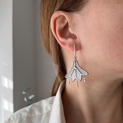 Statement bluebell earrings, stained glass flower earrings, nature inspired  jewelry, botanical earrings, gift for mom, statement earrings