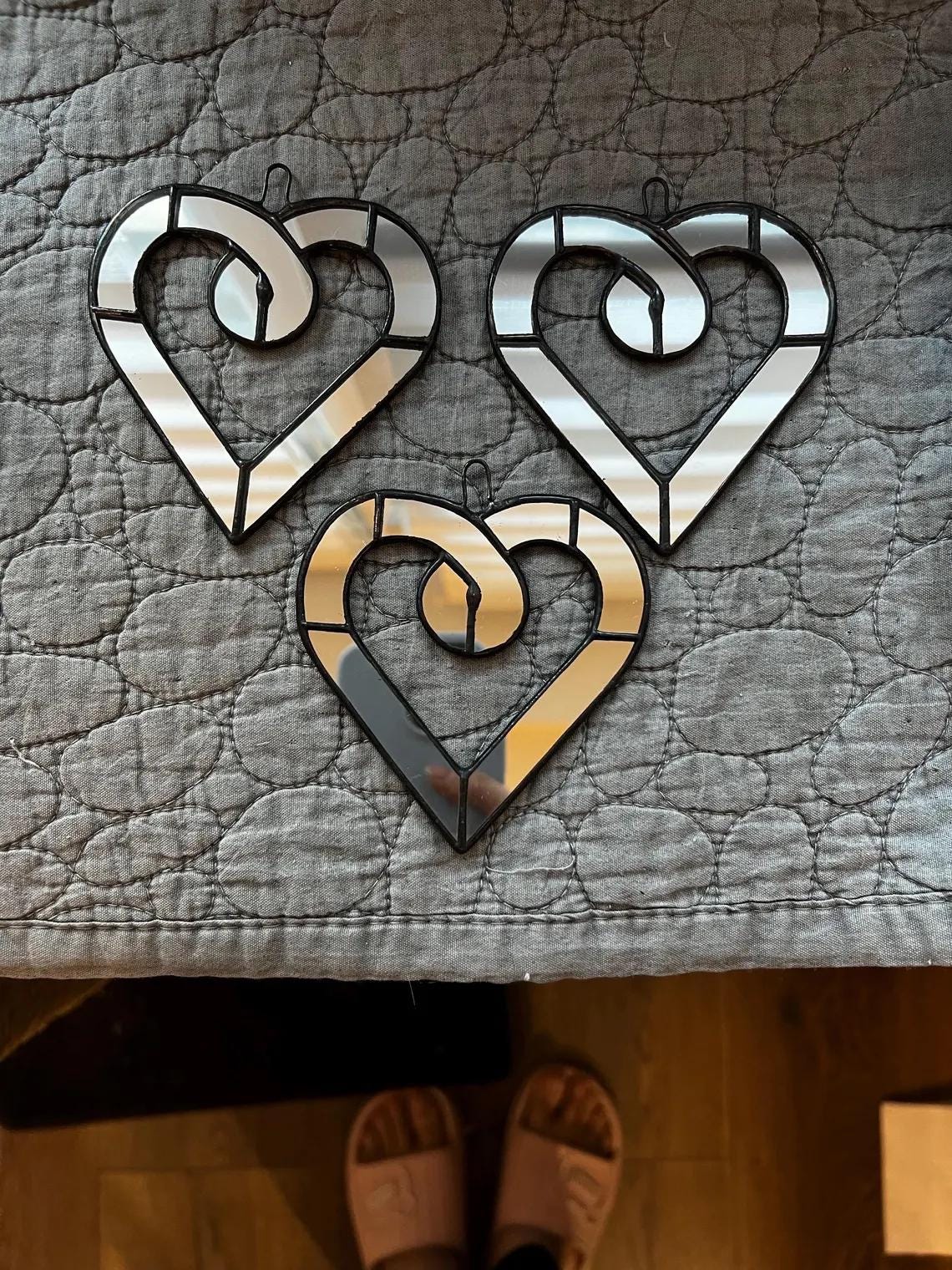 Mirror stained glass heart modern decor