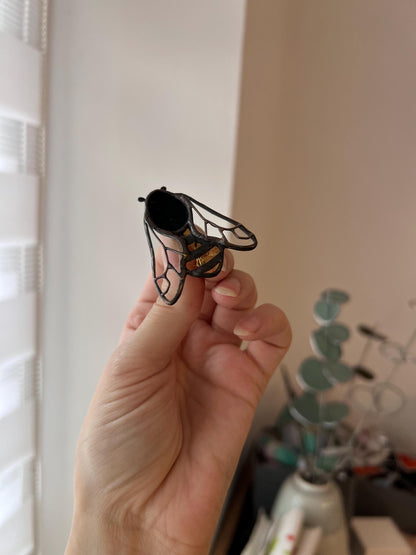 Stained Glass Honey Bee Brooch: Handmade Insect Jewelry