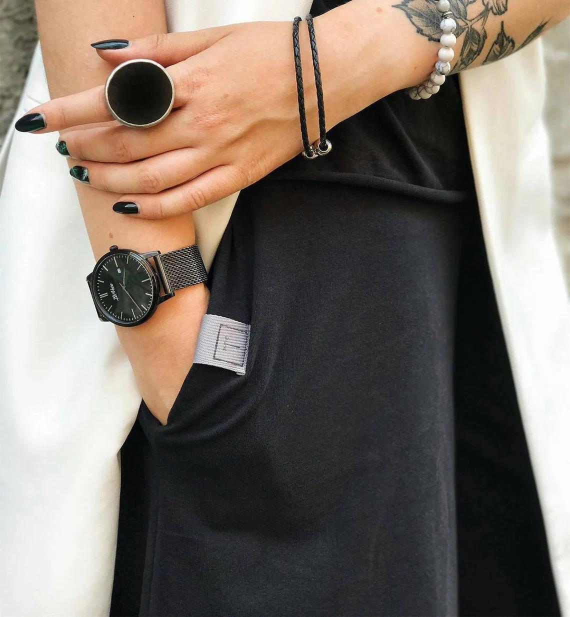 Black Stained Glass Statement Ring: Gothic Geometric Jewelry