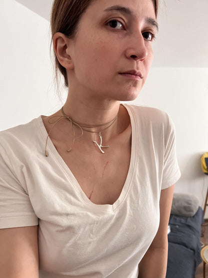 925 Silver Bubble Letter Pendant: Custom Initial Cord Necklace