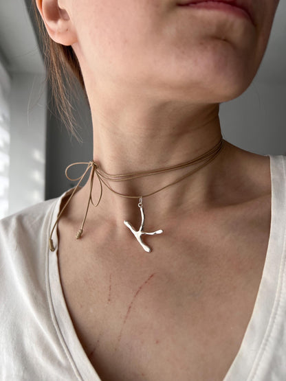 Sterling Silver Initial Necklace: Bubble Letter Monogram Pendant
