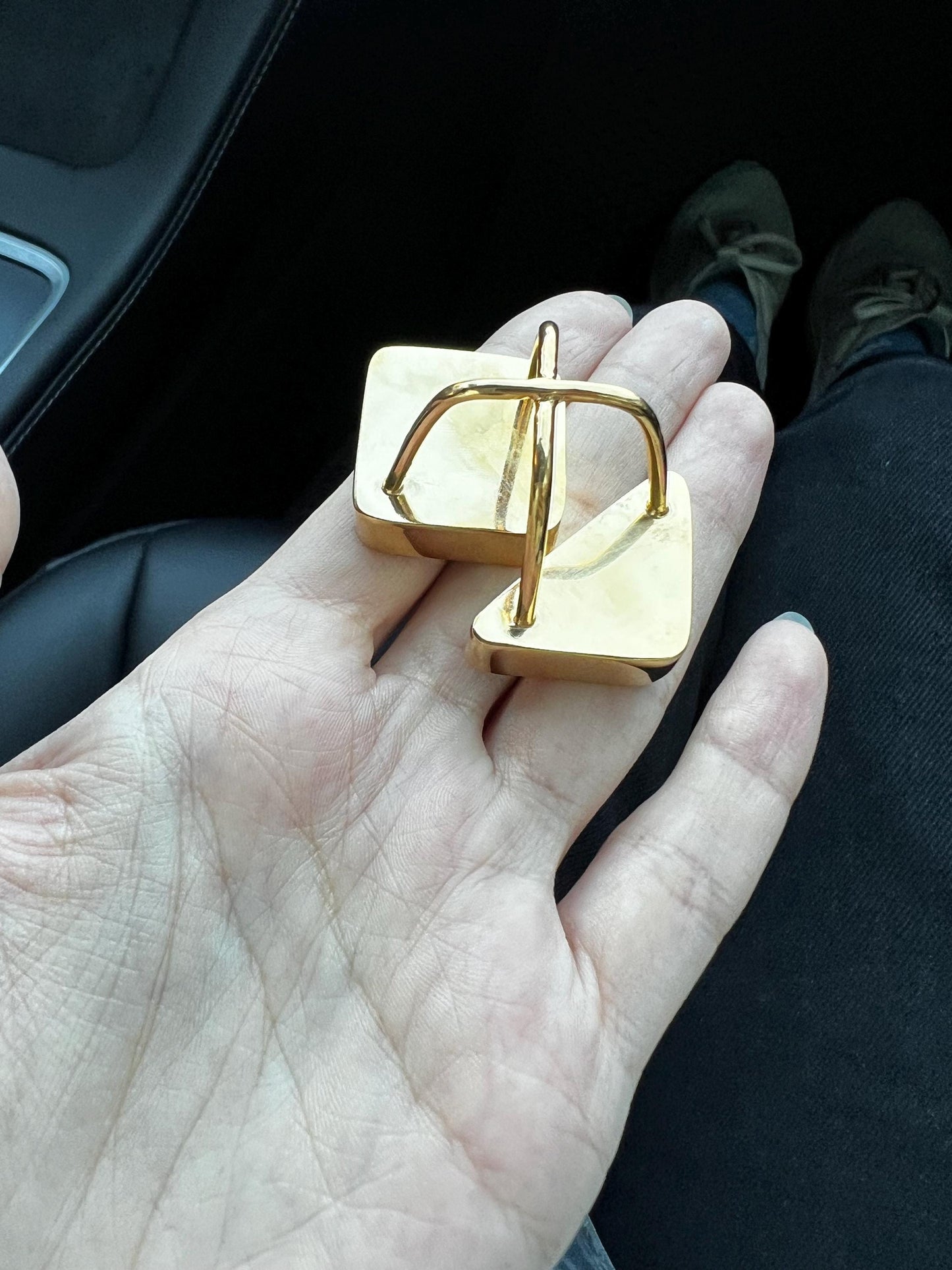 Large Denim Geometric Ring: Chunky Statement Jewelry