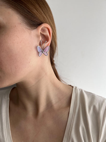 Cute butterfly earrings, stained glass insect earrings, statement jewelry, fairy earrings, nature lover gift, summer earrings, gift for her
