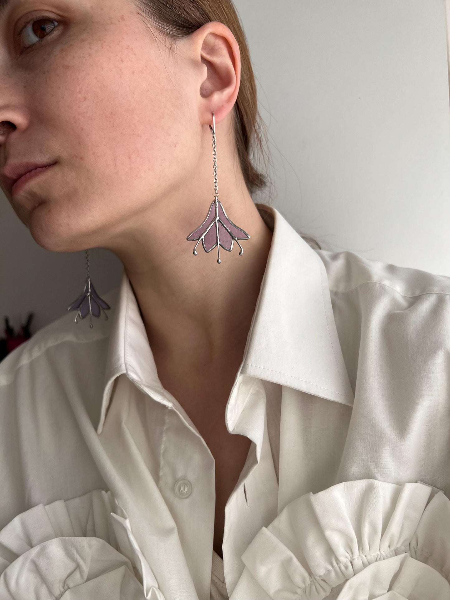 Stained Glass Bluebell Earrings: Nature Inspired Floral Jewelry