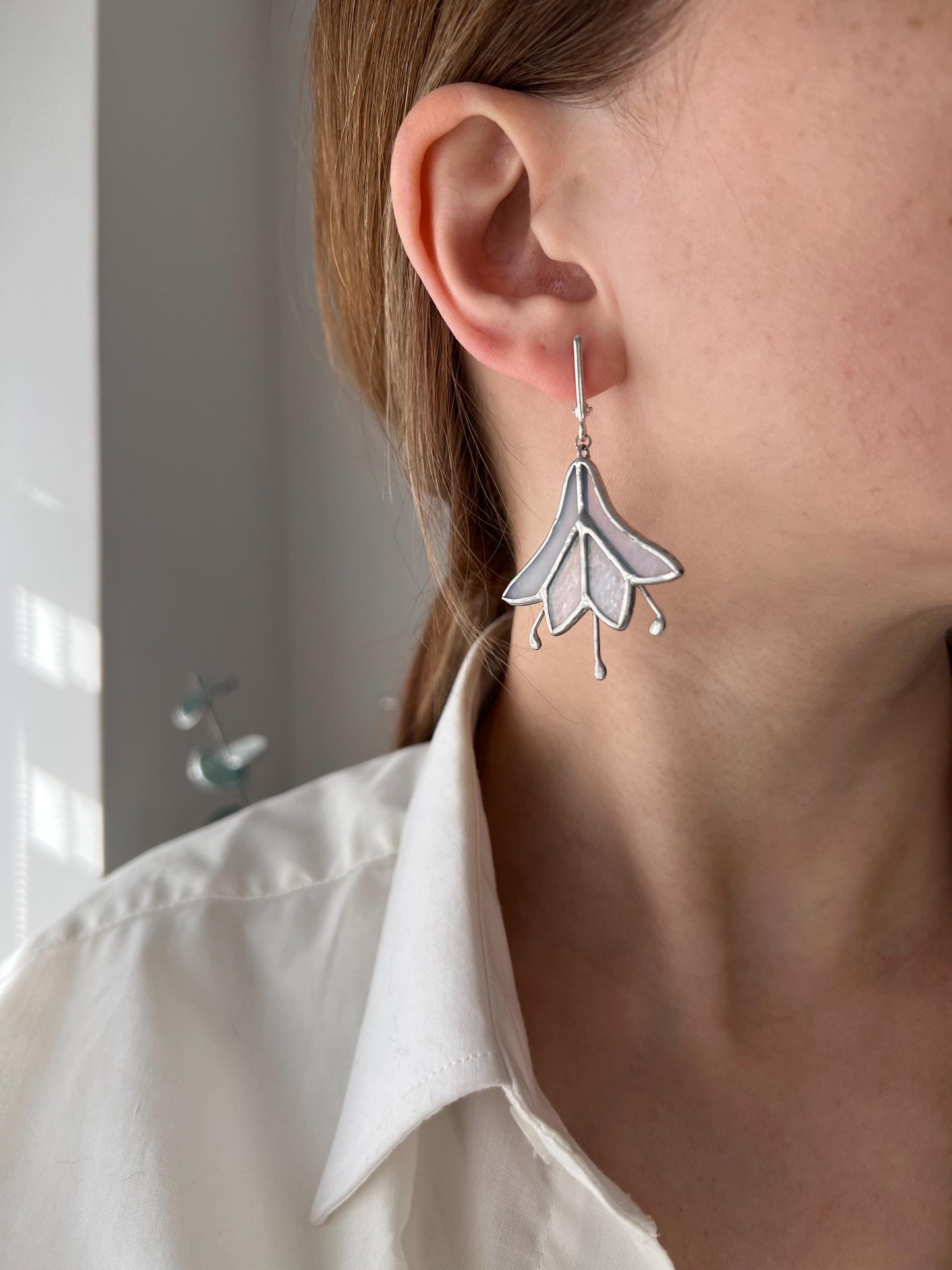 Statement bluebell earrings, stained glass flower earrings, nature inspired  jewelry, botanical earrings, gift for mom, statement earrings