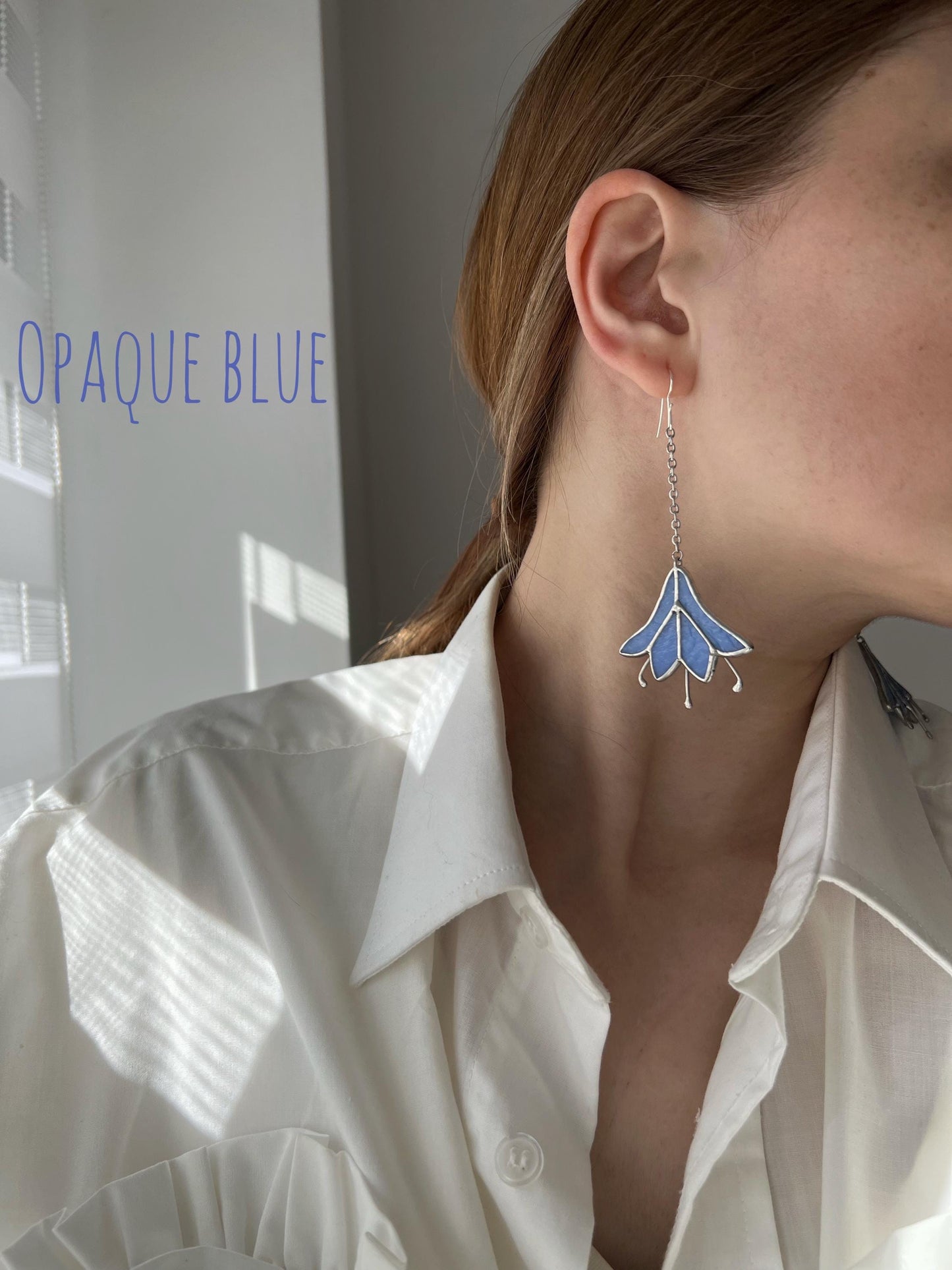 Stained Glass Bluebell Earrings: Nature Inspired Floral Jewelry