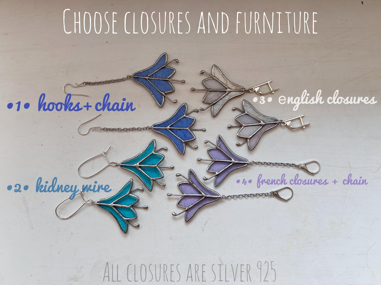 Stained Glass Bluebell Earrings: Nature Inspired Floral Jewelry