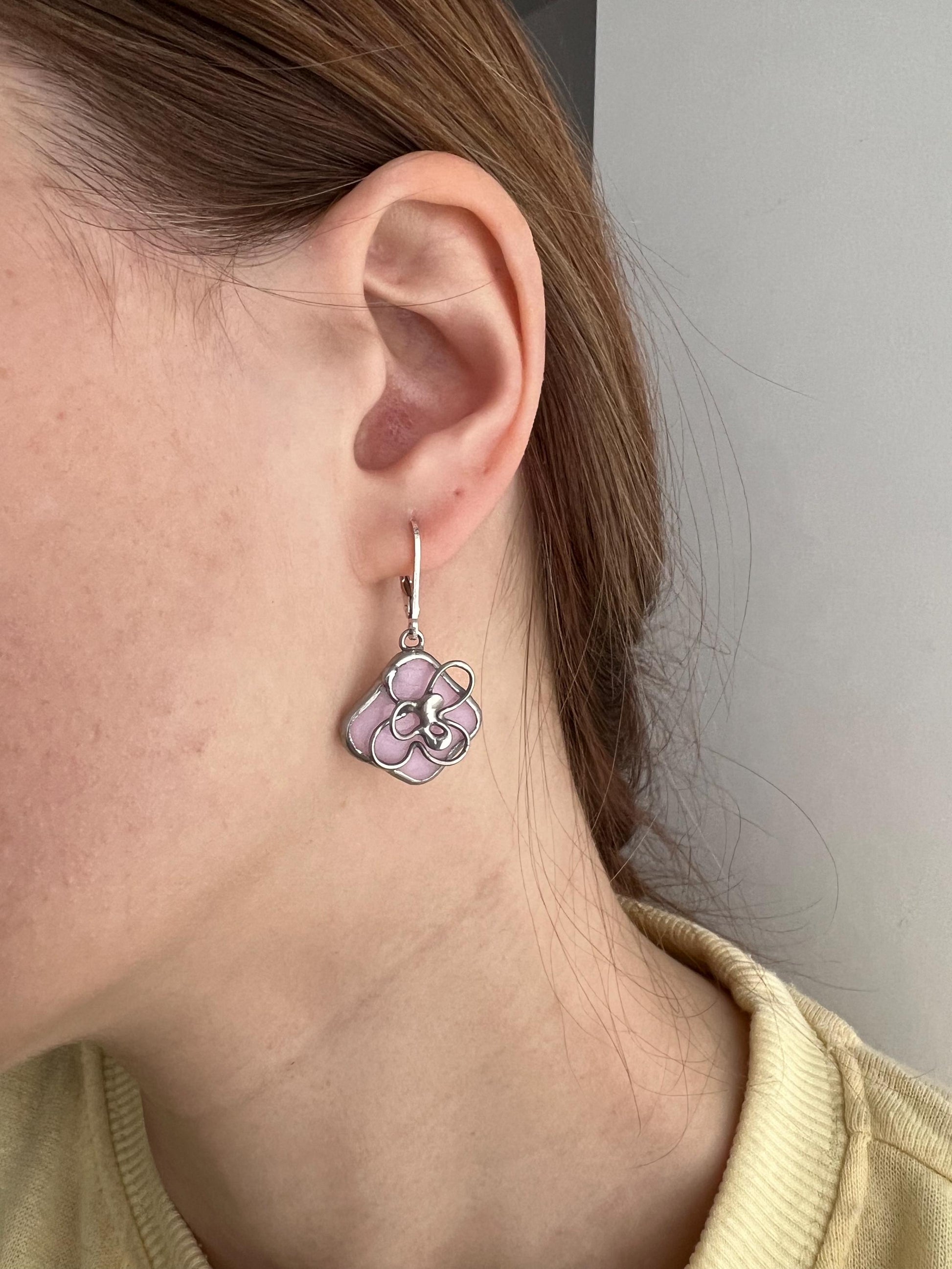 Cute pink flower earrings, handmade sakura jewelry for women