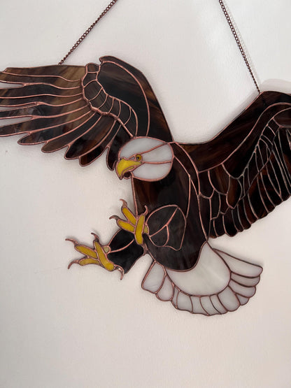 Patriotic eagle glass art for cabin or lodge decor