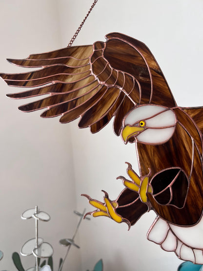Close-up of bald eagle glass head and beak details