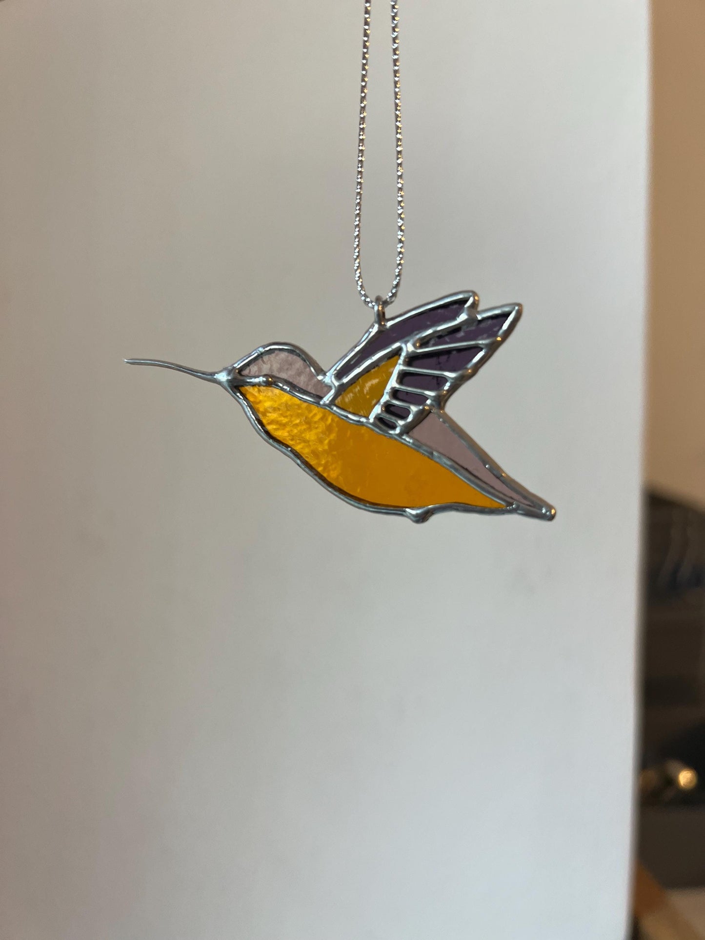 Stained glass small hummingbird suncatcher, window hangings, mini bird ornament, gift for mom, hanging garden decor, nature lover gift