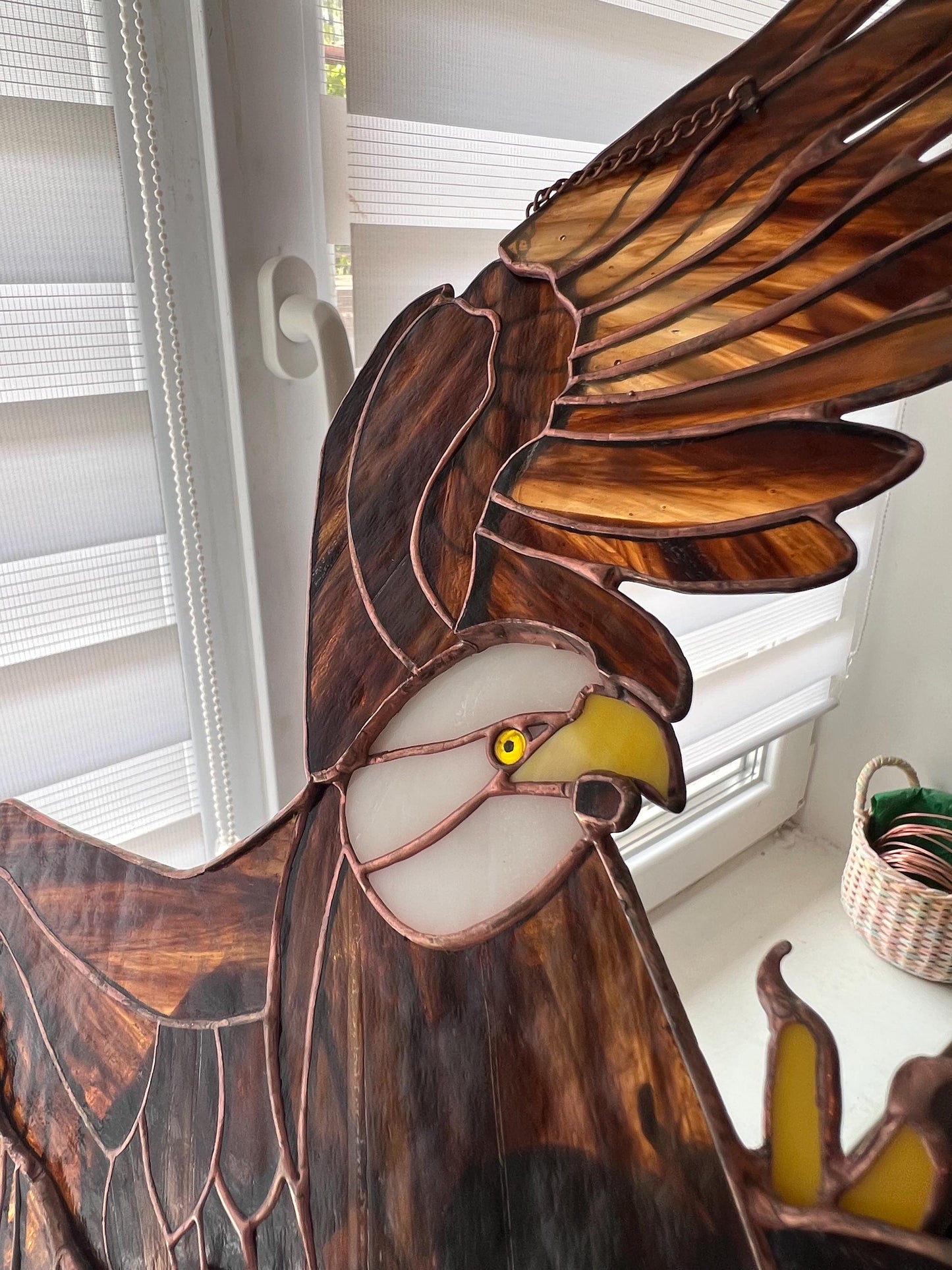 Rustic bald eagle wall decor made from stained glass