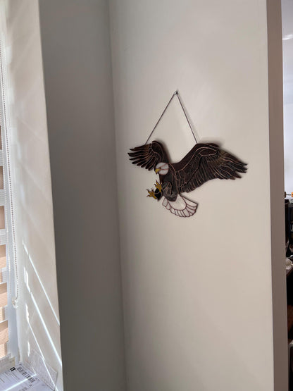 Bald eagle stained glass wall hanging patriotic home de