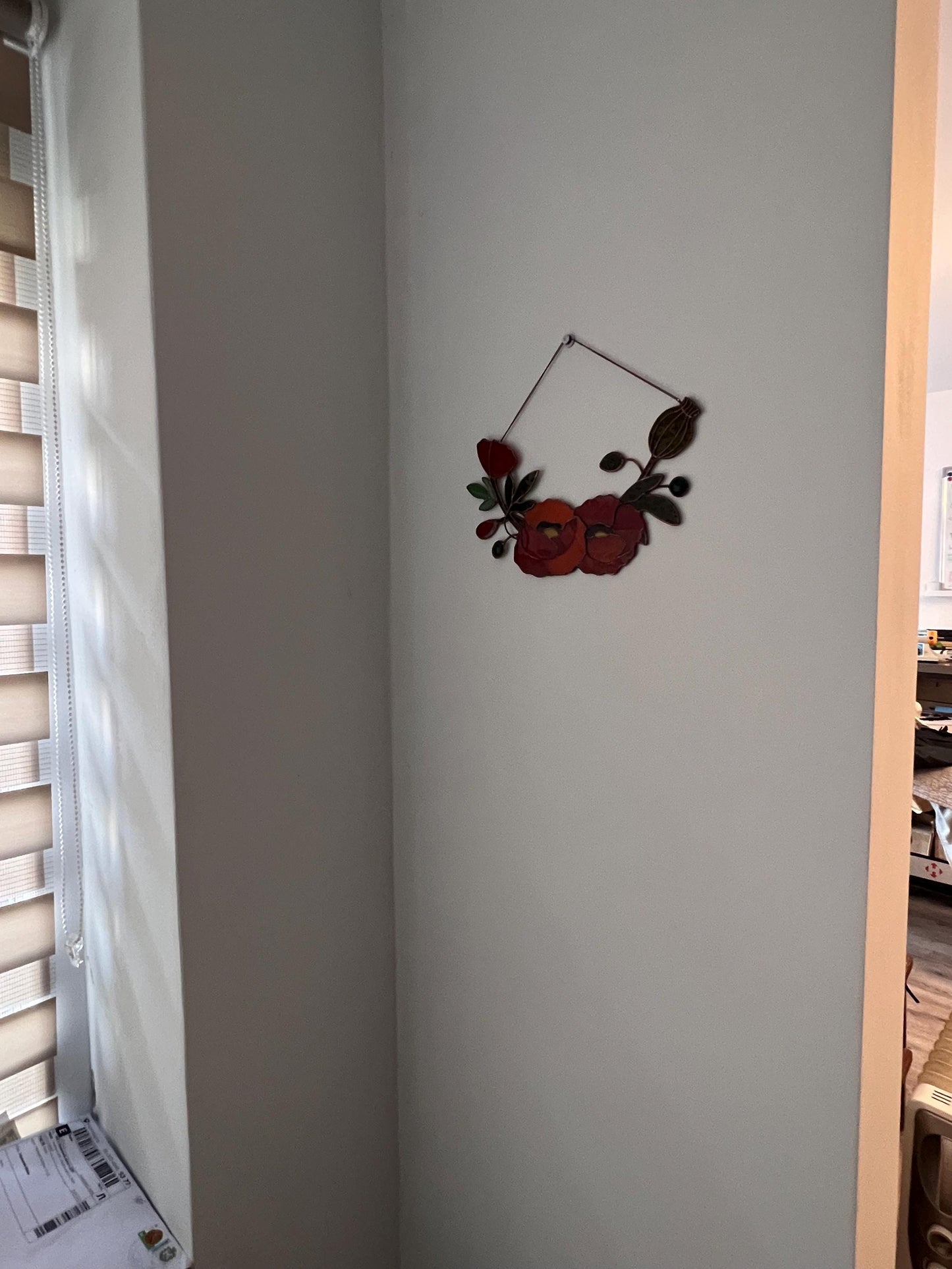 Stained Glass California Poppy Wreath: Floral Window Suncatcher