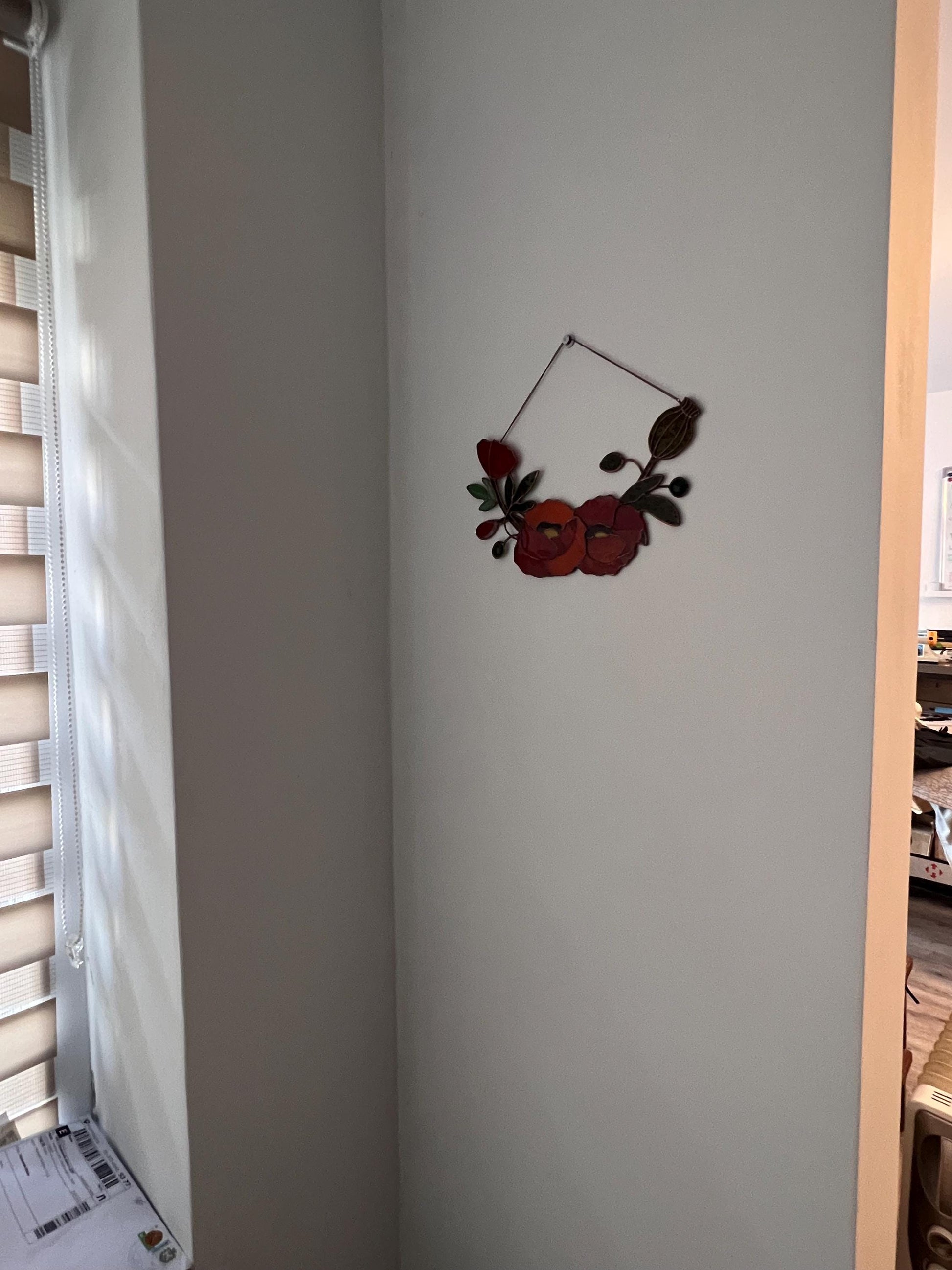 Stained Glass California Poppy Suncatcher: Red Flower Window Decor