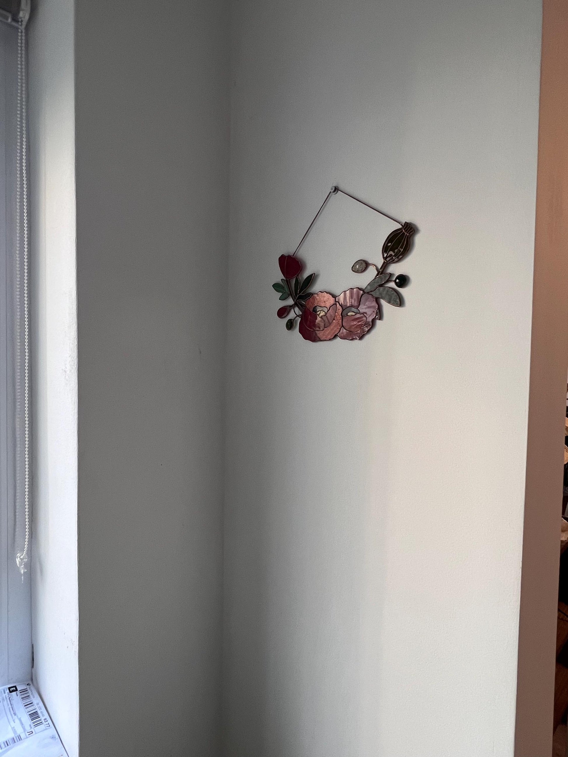 Stained Glass California Poppy Wreath: Floral Window Suncatcher