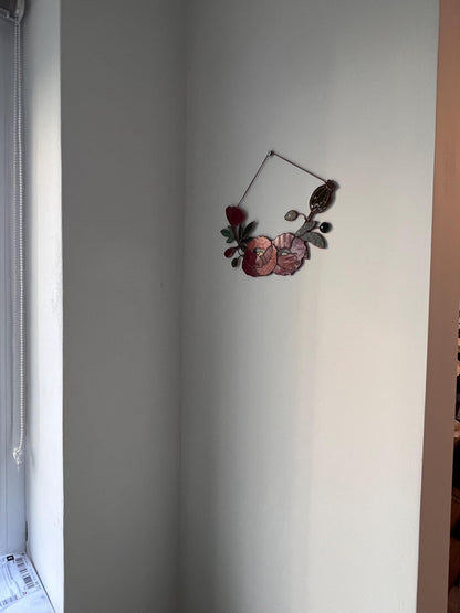 Stained Glass California Poppy Suncatcher: Red Flower Window Decor