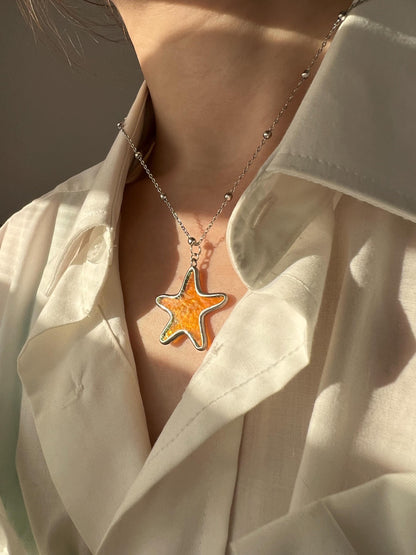 Emerald Stained Glass Goldfish Pendant: Handmade Nautical Necklace