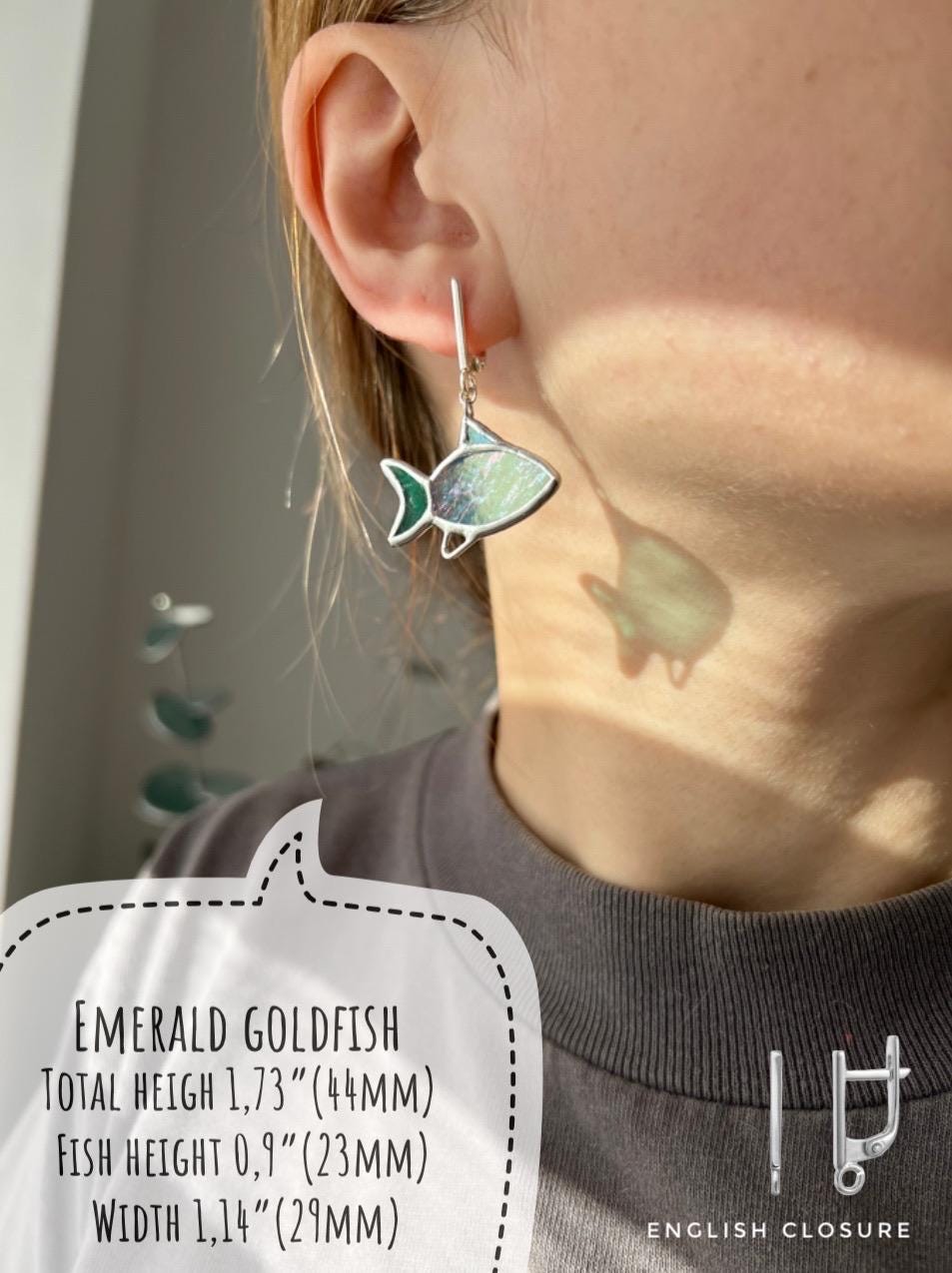 Stained Glass Sardine Earrings: Quirky Ocean Studs, Minimalist Fish Jewelry