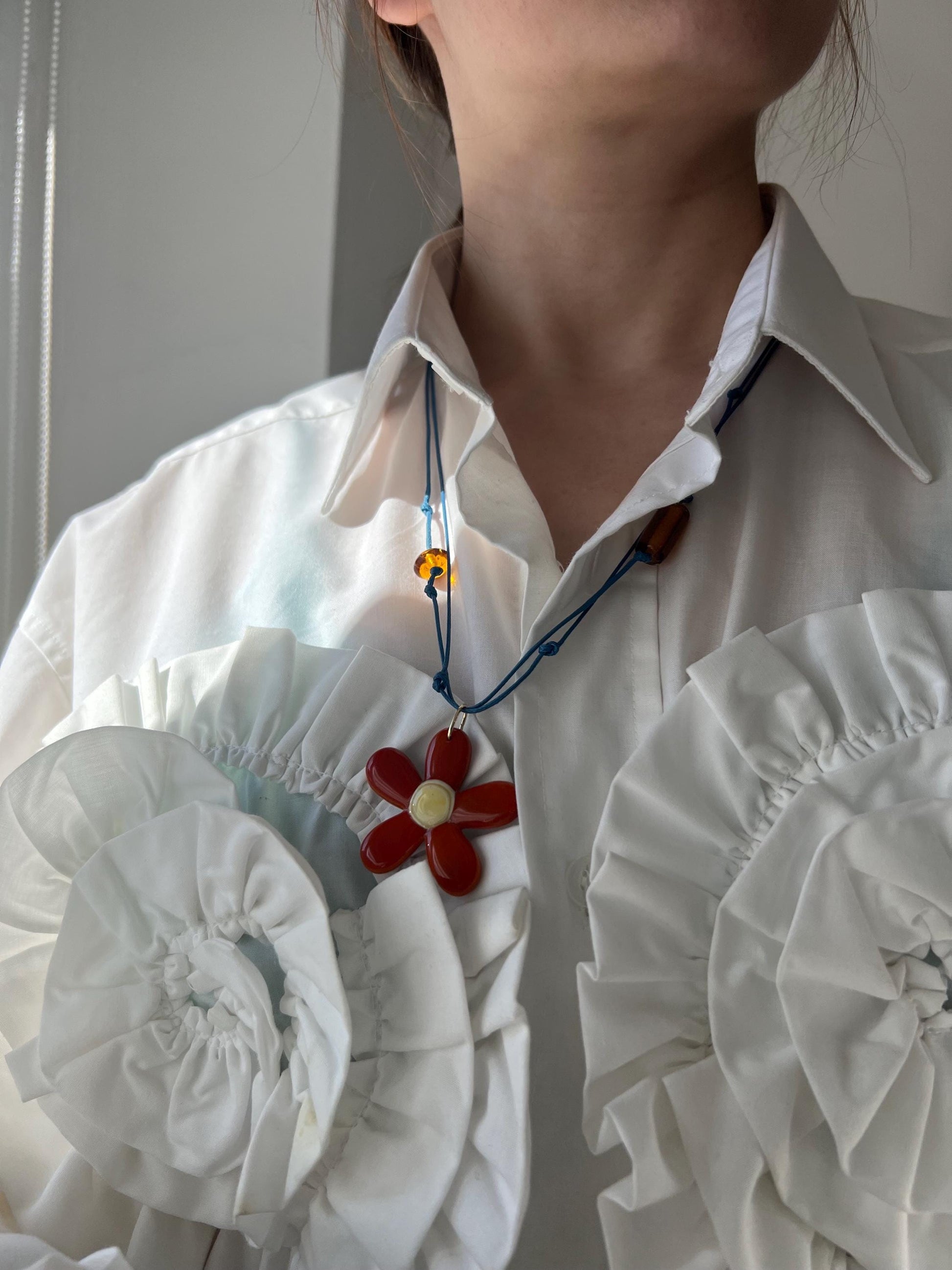 bridal glass flower pendant handmade