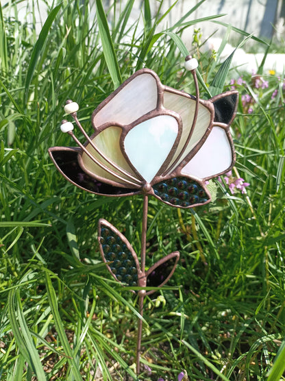 Stained Glass Flower Suncatcher Plant Stake: Garden Decor Gift