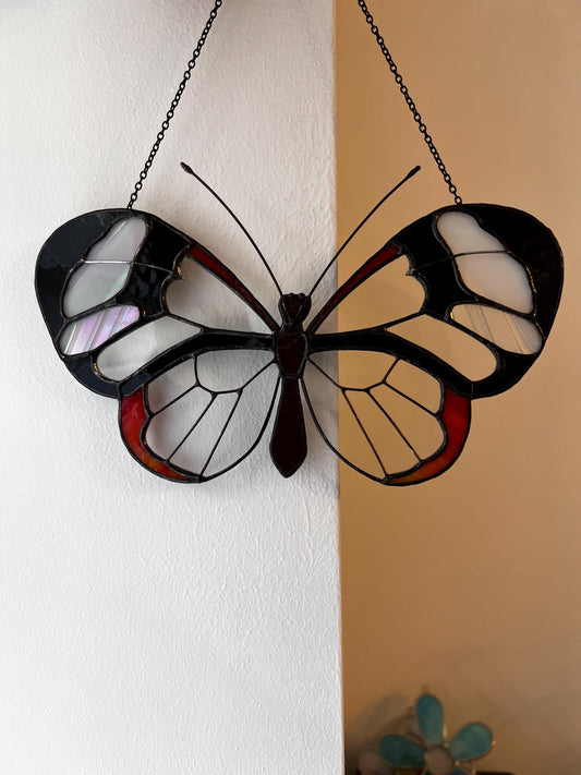 Cute butterfly suncatcher, stained glass art, butterfly ornament, nature lover gift, window wall hanging, grandma gift, cottage core decor